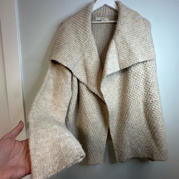 Loft  Drape Hem Open Cardigan Wool Blend  Beige  Wrap Jacket-Type Sweater XL - Picture 11 of 15